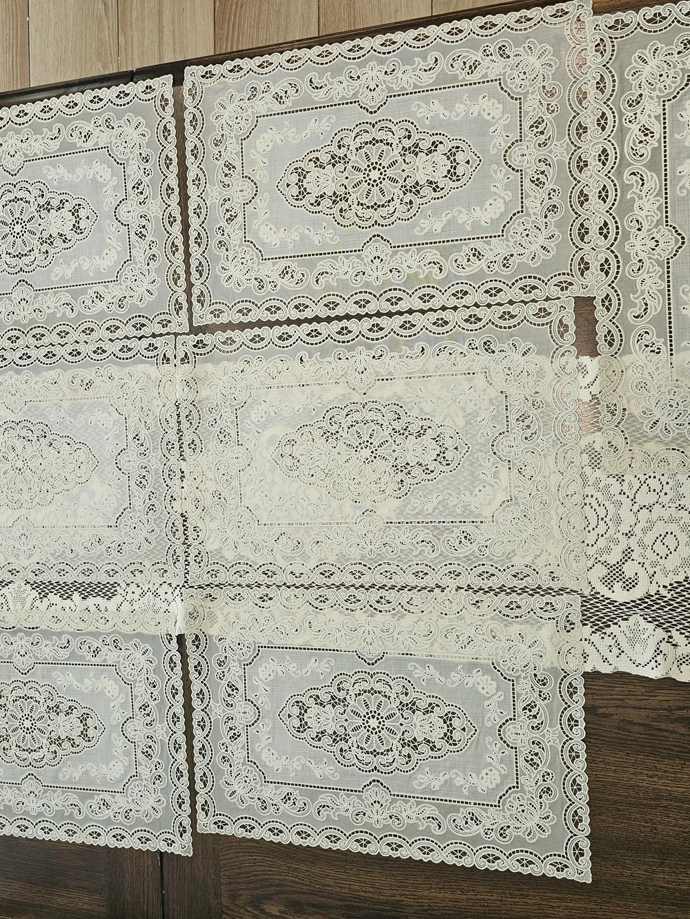 Vintage Gold & Cream Vinyl Placemats Baroque Medallion Two Tone - Set of 10